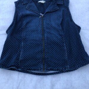 Christopher & Banks Denim Vest Navy Blue Size Large Indigo Patterned